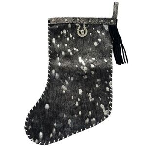 Country Chick Cowhide Leather Fringe Christmas Stocking Western Cowgirl Xmas
